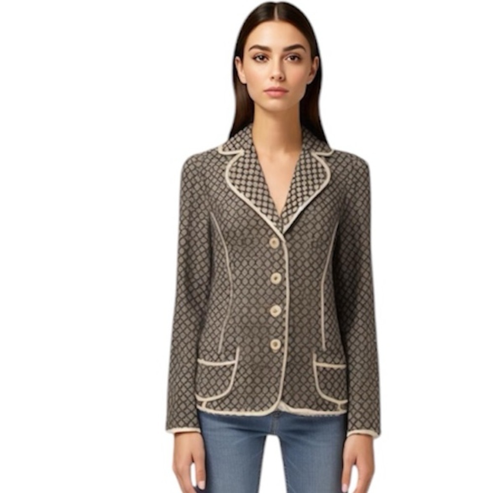 Sandra Angelozzi Fitted Pattern Unique Jacket Bla… - image 1